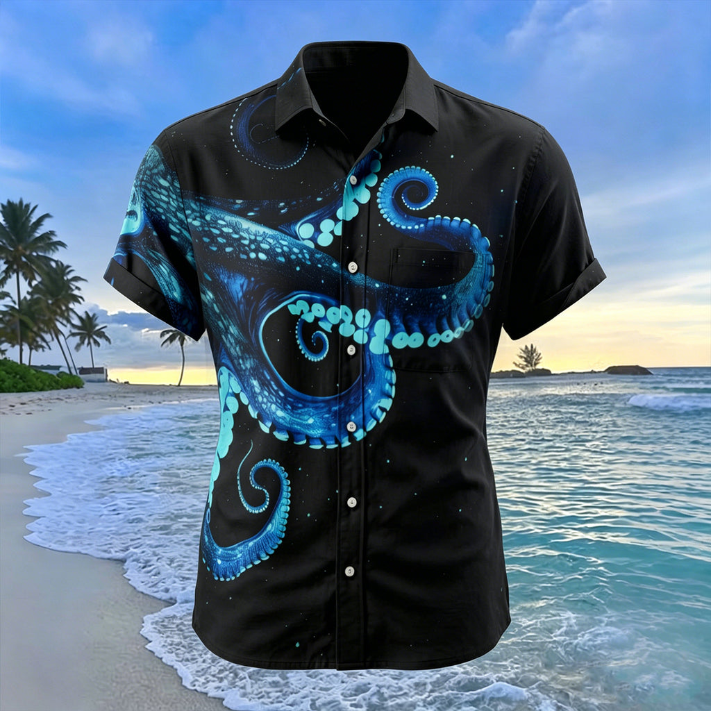 Artistic Octopus Tentacle Print Beach Shirt