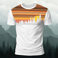 Sunset Scenery Printed Mountain-style Cotton T-Shirt White