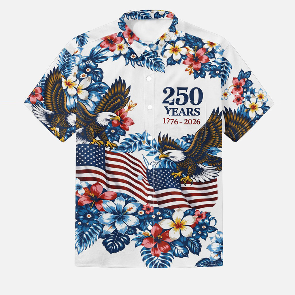 Independence Day Themed Eagle Pattern Casual Floral Shirt