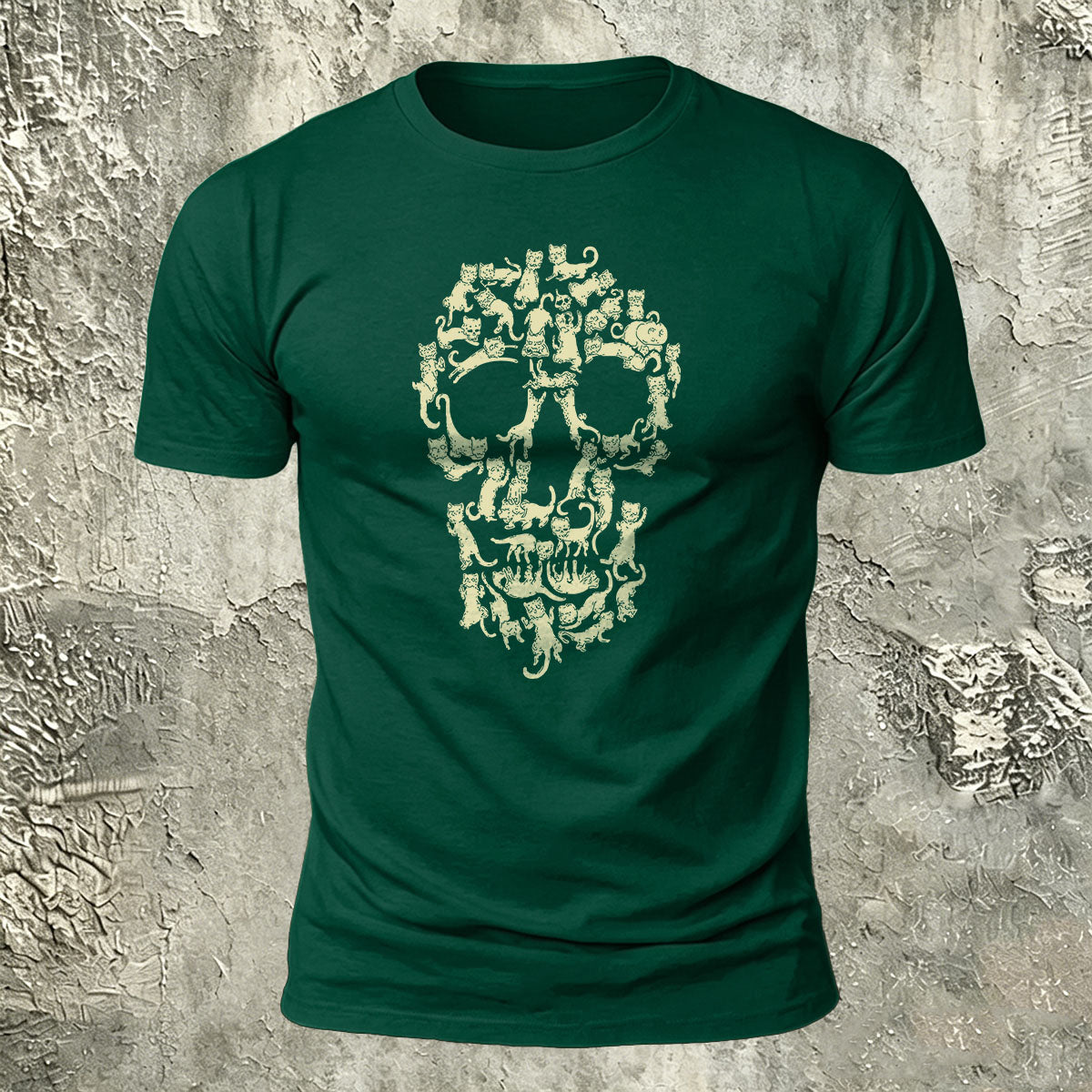 Creative Animal Collage Skull Print Casual Cotton T-Shirt