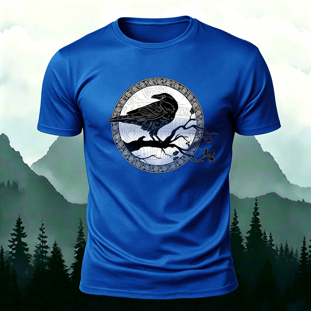 Bird and Branch Pattern Soft-touch Feel T-shirt