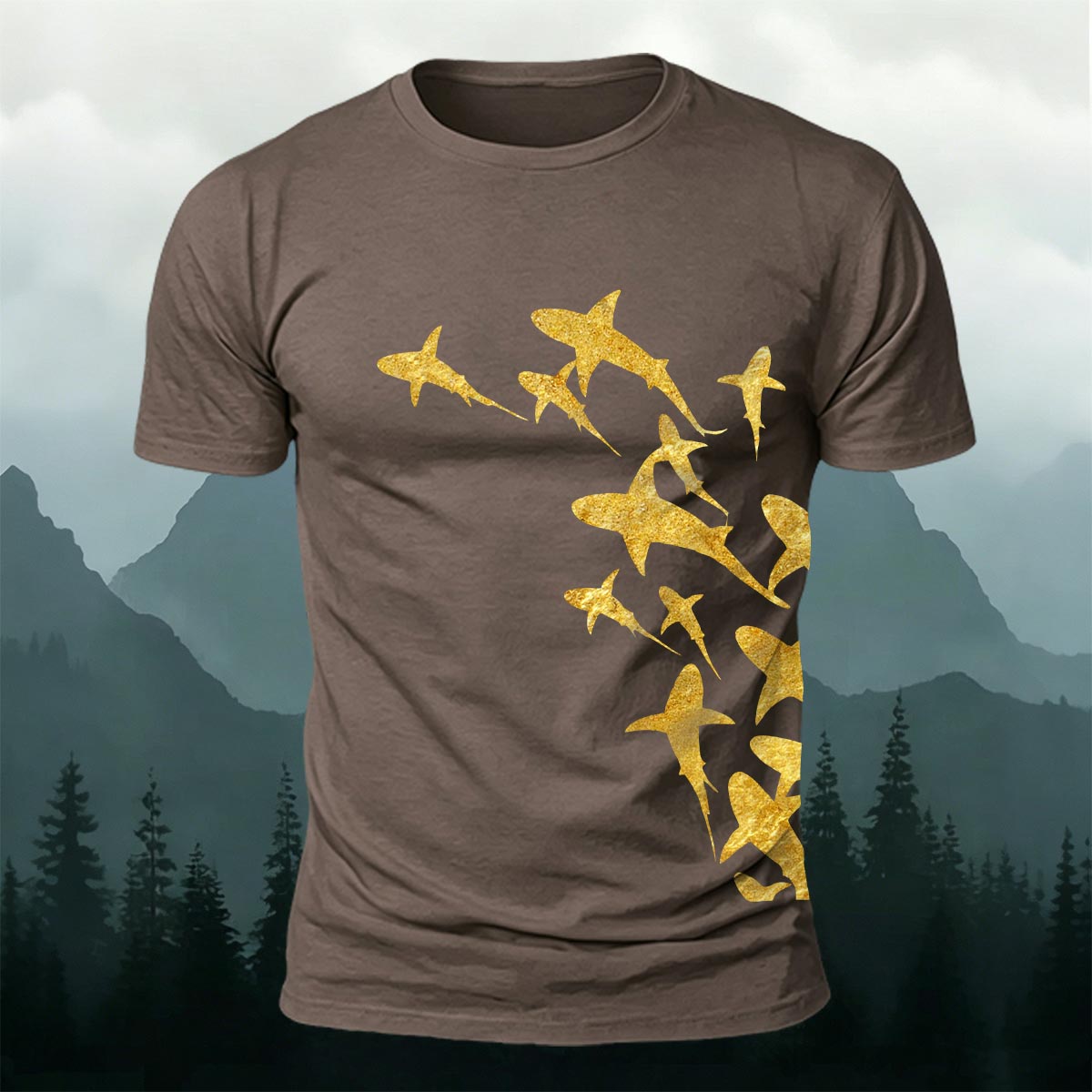 Fish Print Trendy Premium Cotton Casual T-Shirt