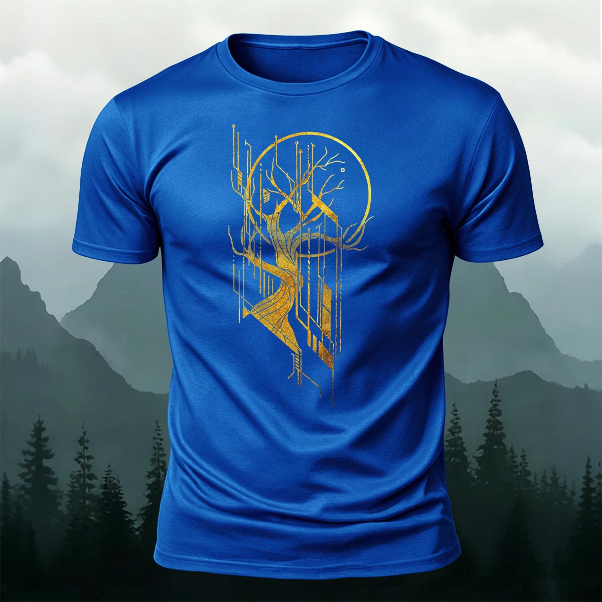 Tech Tree Artistic Pattern Soft Breathable T-Shirt