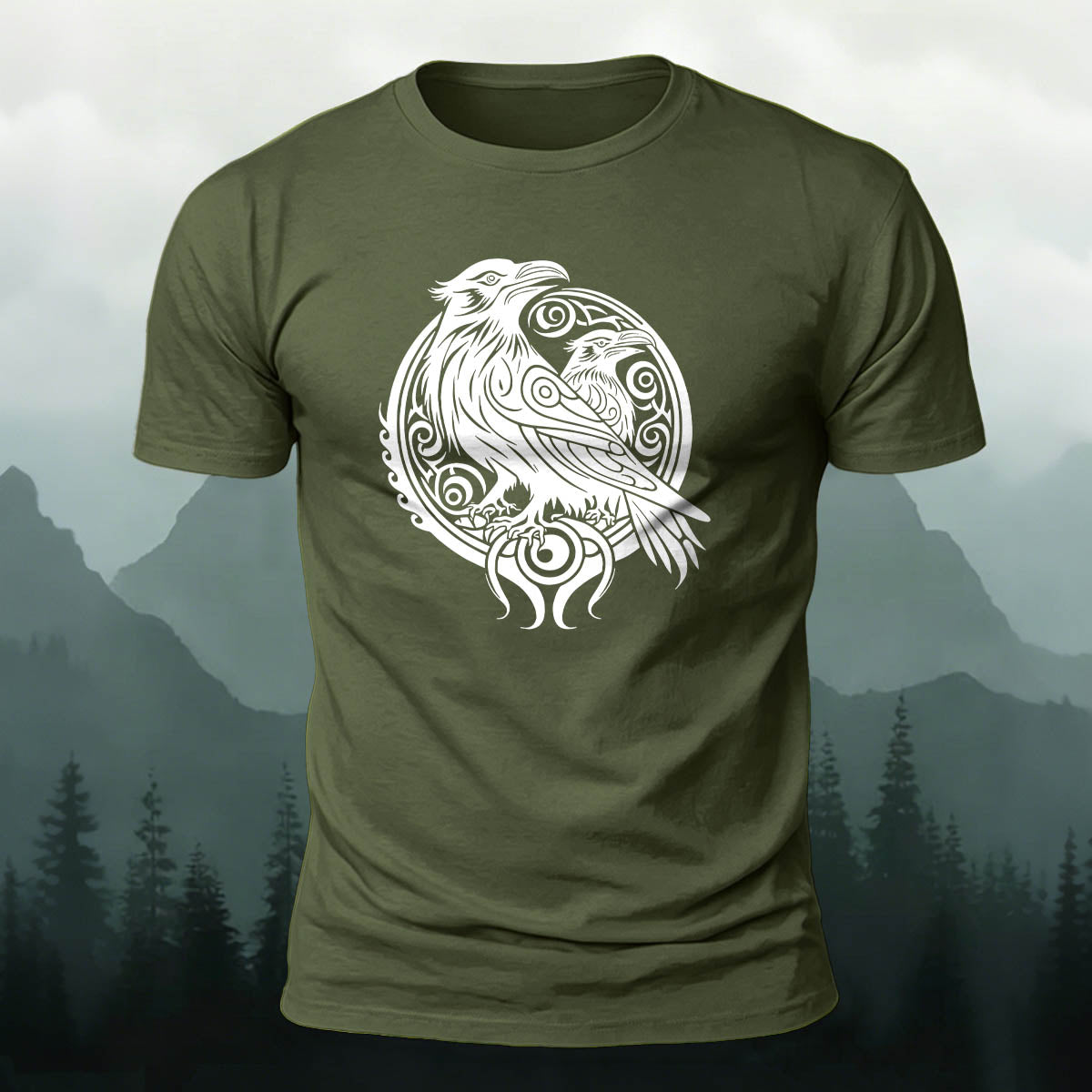 Bird Pattern Casual Natural 100% Cotton T-Shirt