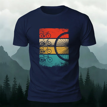 Bicycle Graphic Outdoor Comfortable Breathable T-Shirt Navy