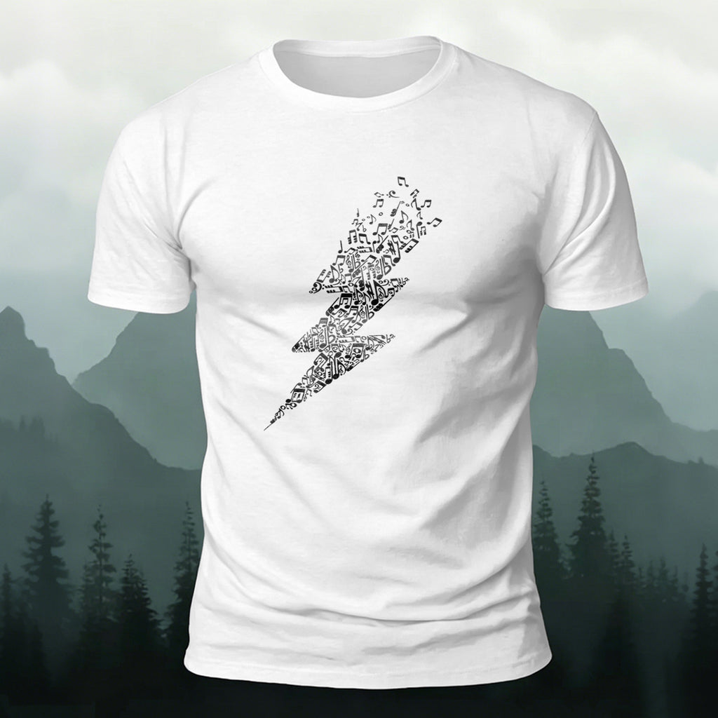 Music Lightning Pattern Fashionable Soft-touch Feel T-shirt