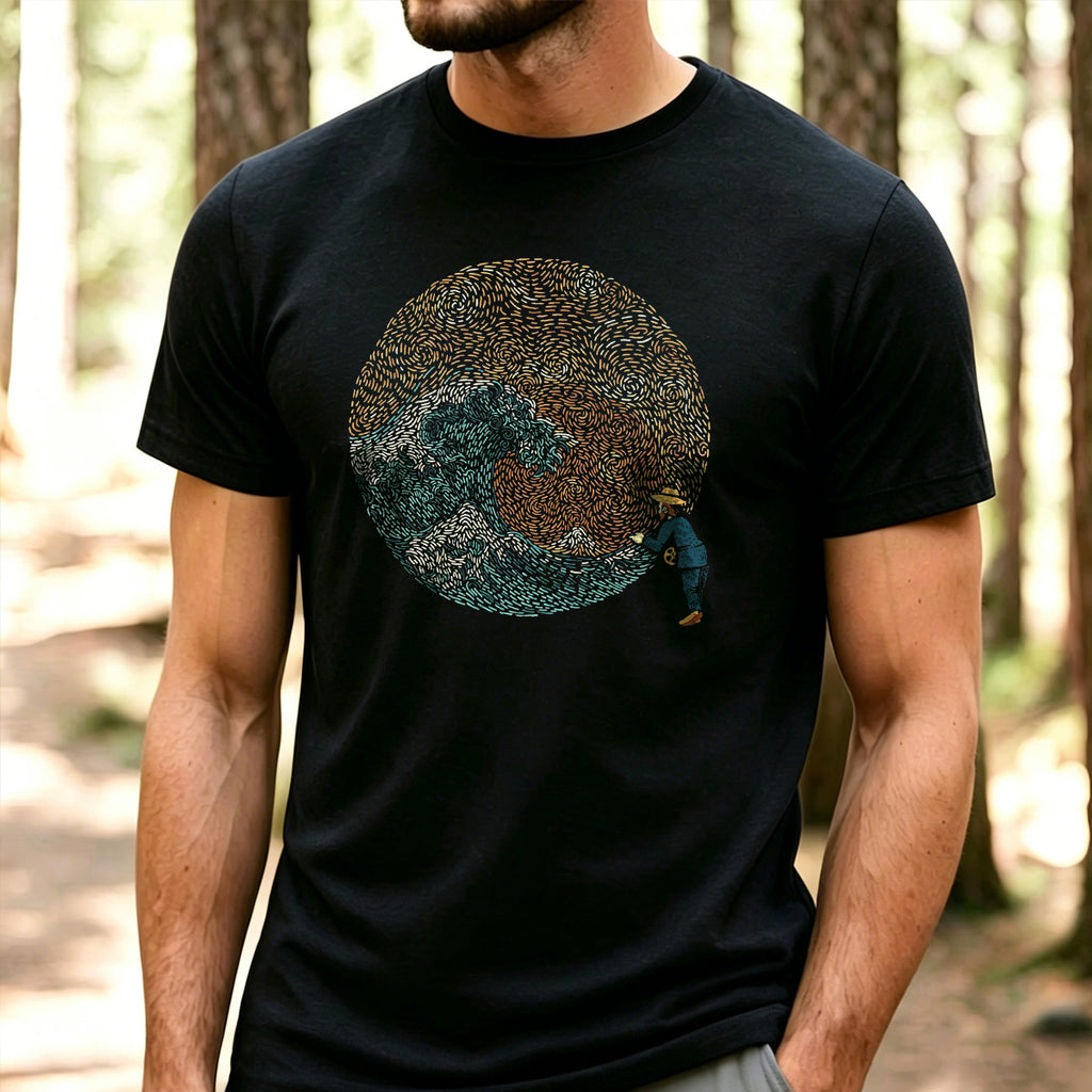 Abstract Wave Print Fashion Breathable Material T-shirt