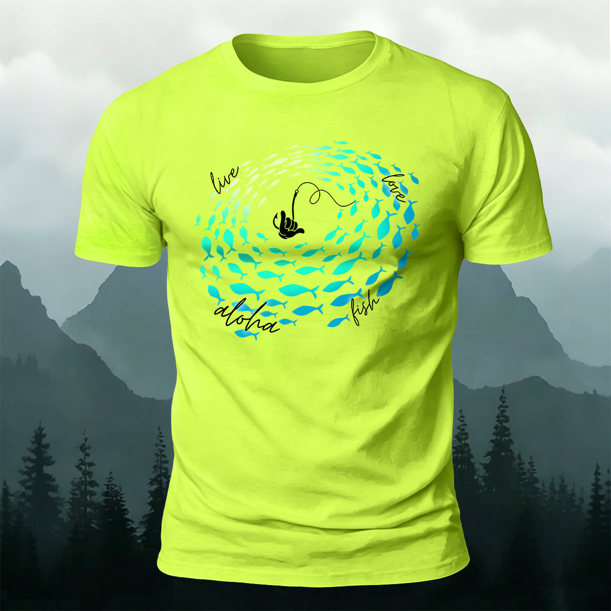 Stylish Fishing-Print Soft-Touch Cotton T-Shirt