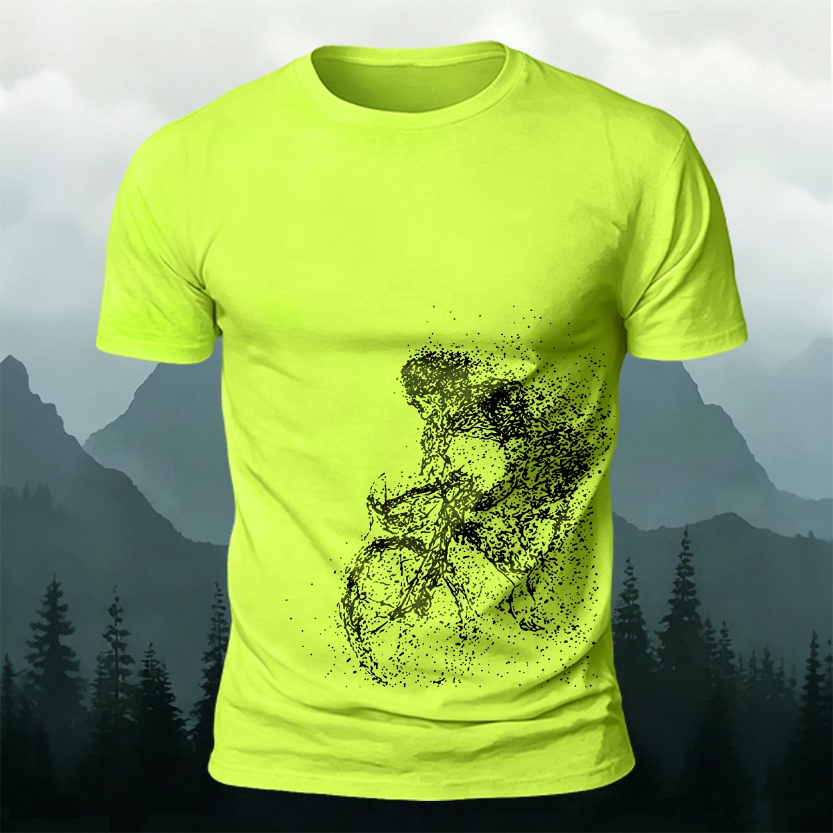 Cycling Pattern Mountain-Style Cotton Casual T-Shirt NG