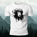 Gorilla Headphones Print Casual Cotton T-Shirt White