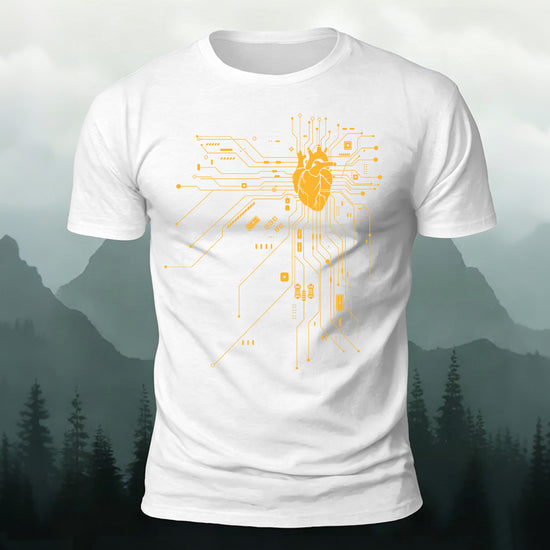 Creative Heart Pattern Combed Cotton T-Shirt White
