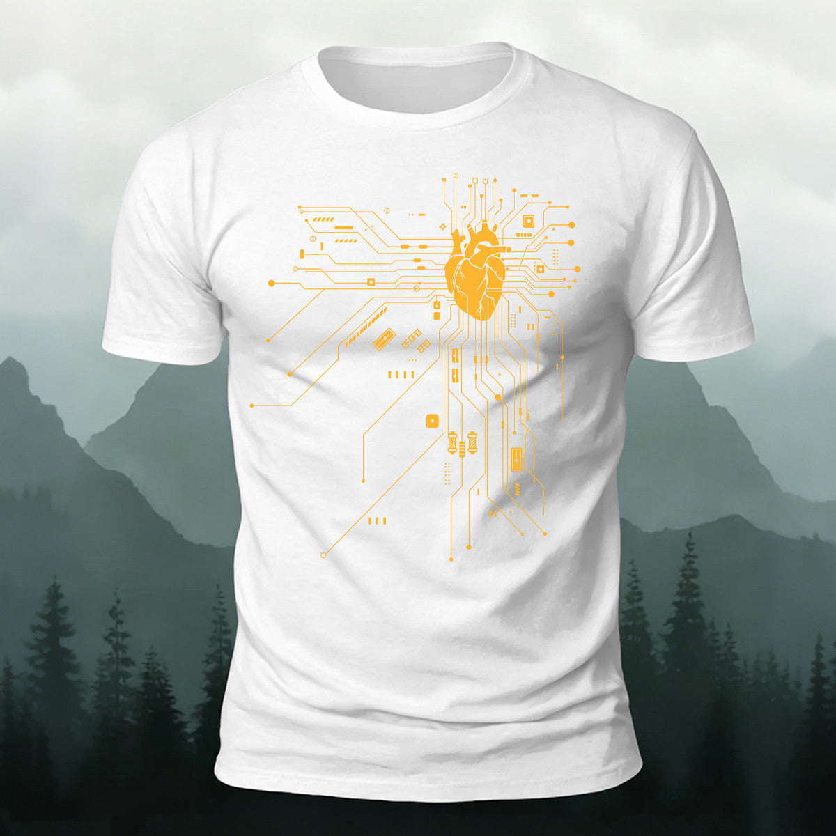 Creative Heart Pattern Combed Cotton T-Shirt White