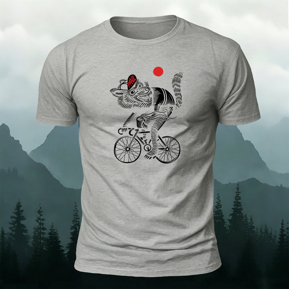 Wolf Riding Silhouette Print Casual Cotton T-Shirt