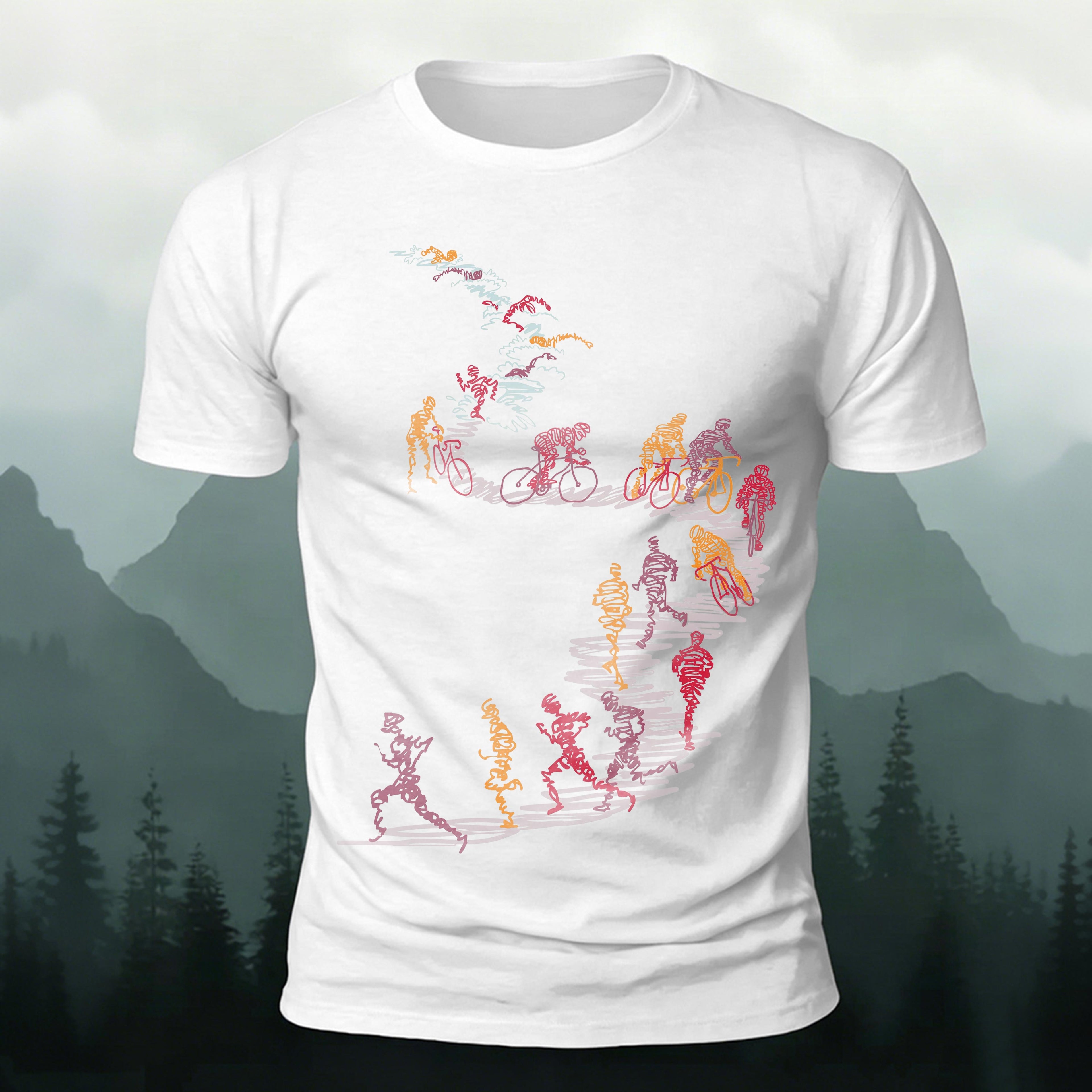 Abstract Cycling Print Fun Premium Cotton T-Shirt