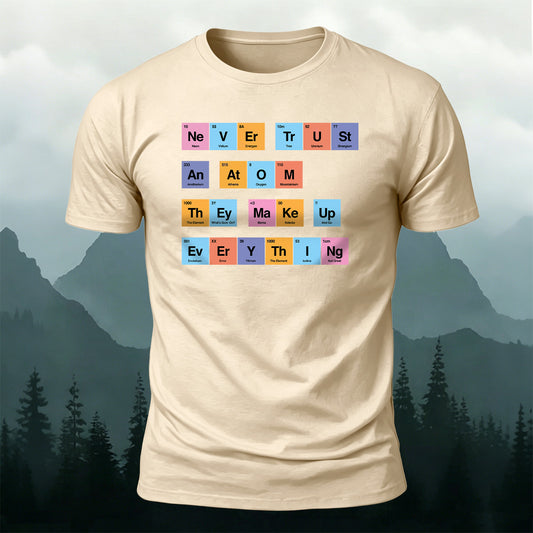 Cotton Periodic Table of Elements Casual Crew-Neck T-Shirt