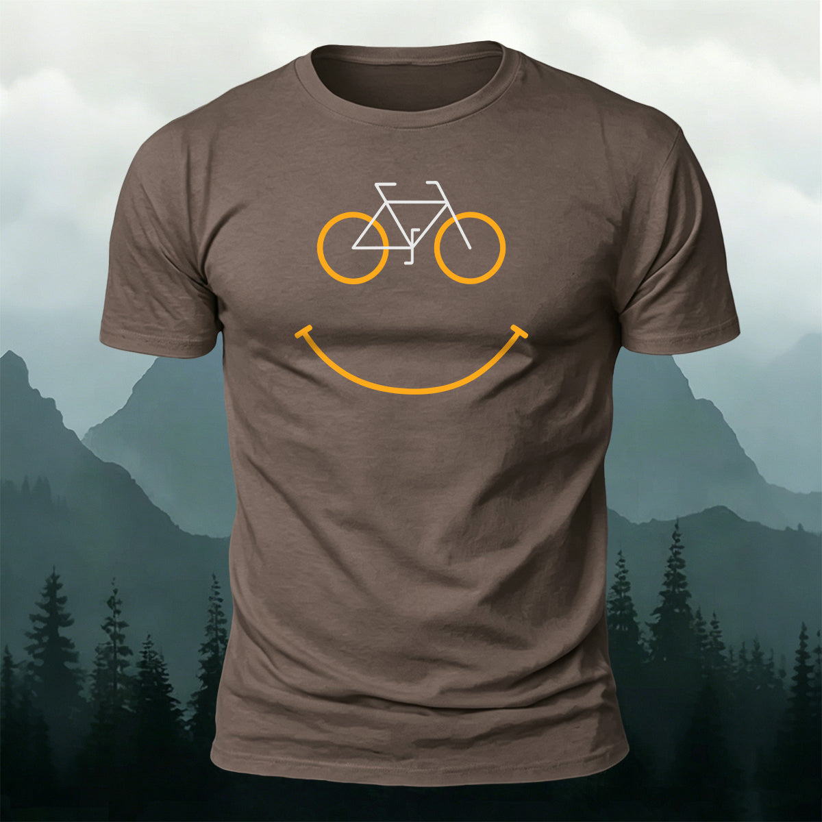 Creative Bicycle Smiley Face Outdoor Casual Cotton Tee