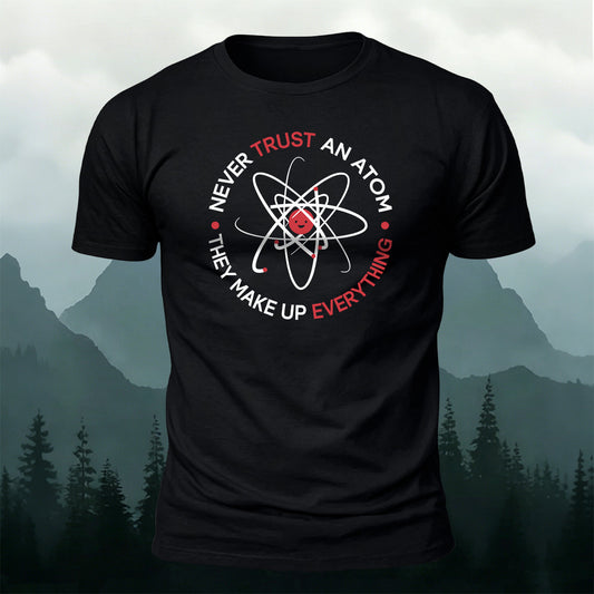 Cotton Funny Atom Science STEM Print Casual Tee
