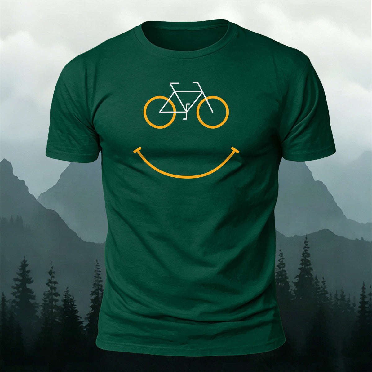 Creative Bicycle Smiley Face Outdoor Casual Cotton Tee