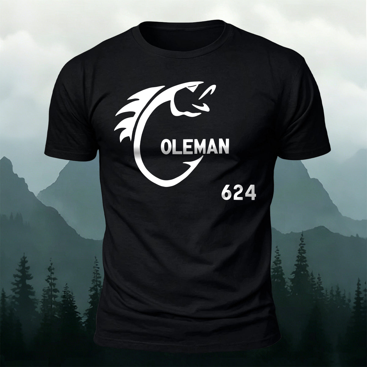 Creative Fishing Hook Print Casual Cotton T-Shirt