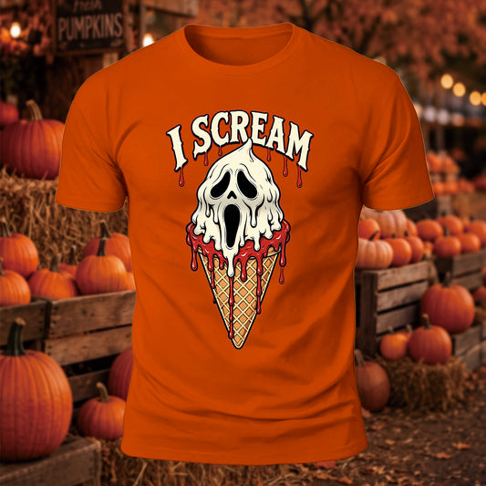 Halloween I Scream Printed Short Sleeve T-Shirt