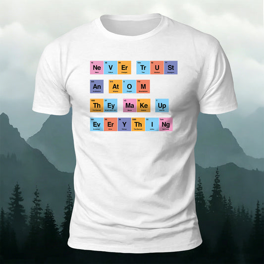 Cotton Periodic Table of Elements Casual Crew-Neck T-Shirt