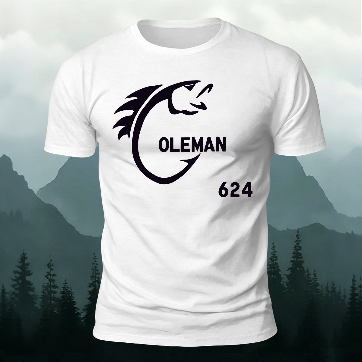 Creative Fishing Hook Print Casual Cotton T-Shirt