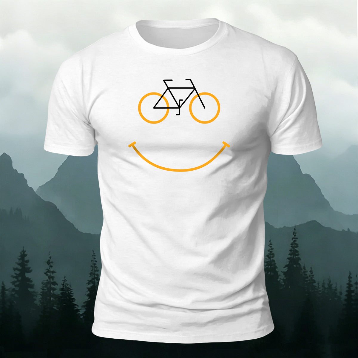 Creative Bicycle Smiley Face Outdoor Casual Cotton Tee