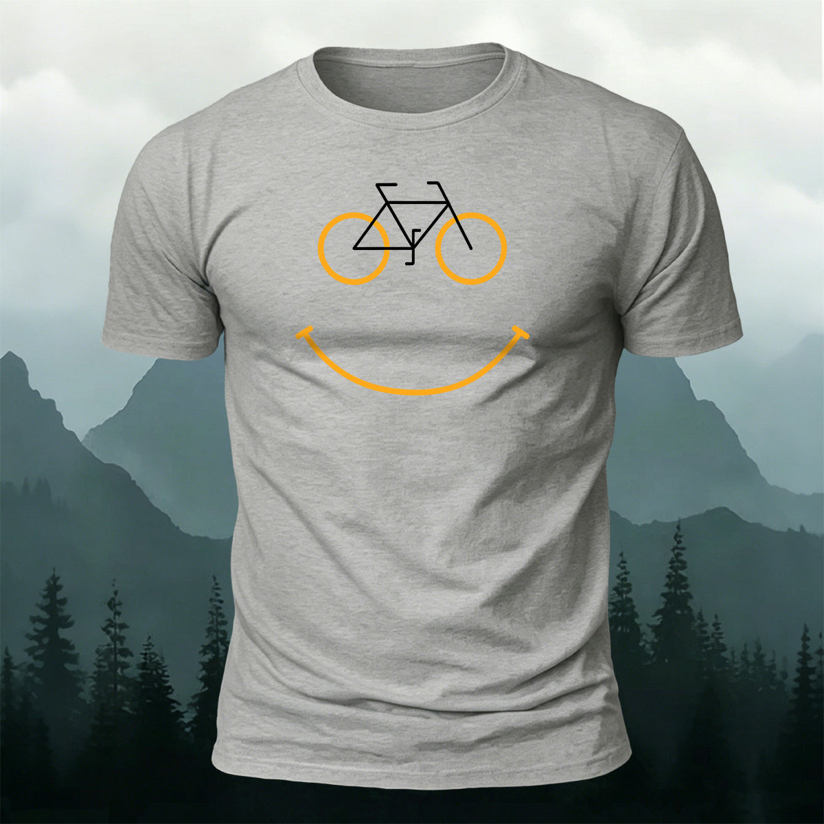 Creative Bicycle Smiley Face Outdoor Casual Cotton Tee