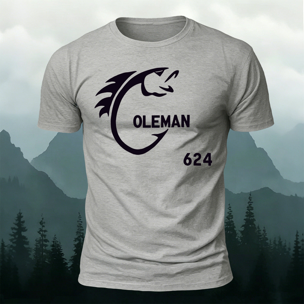 Creative Fishing Hook Print Casual Cotton T-Shirt