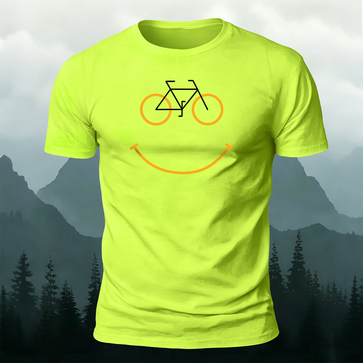 Creative Bicycle Smiley Face Outdoor Casual Cotton Tee