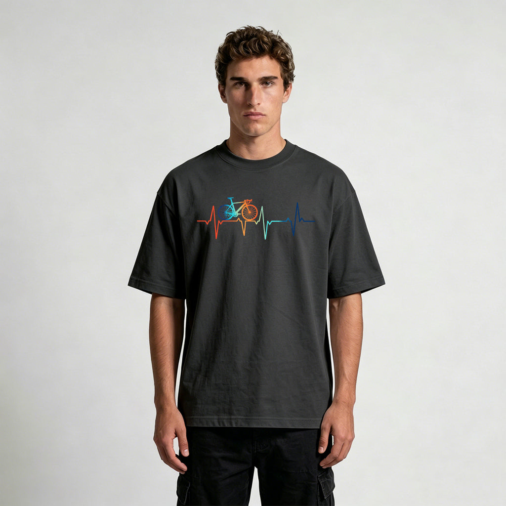 Bicycle Color Print Natural Soft-touch Feel T-Shirt