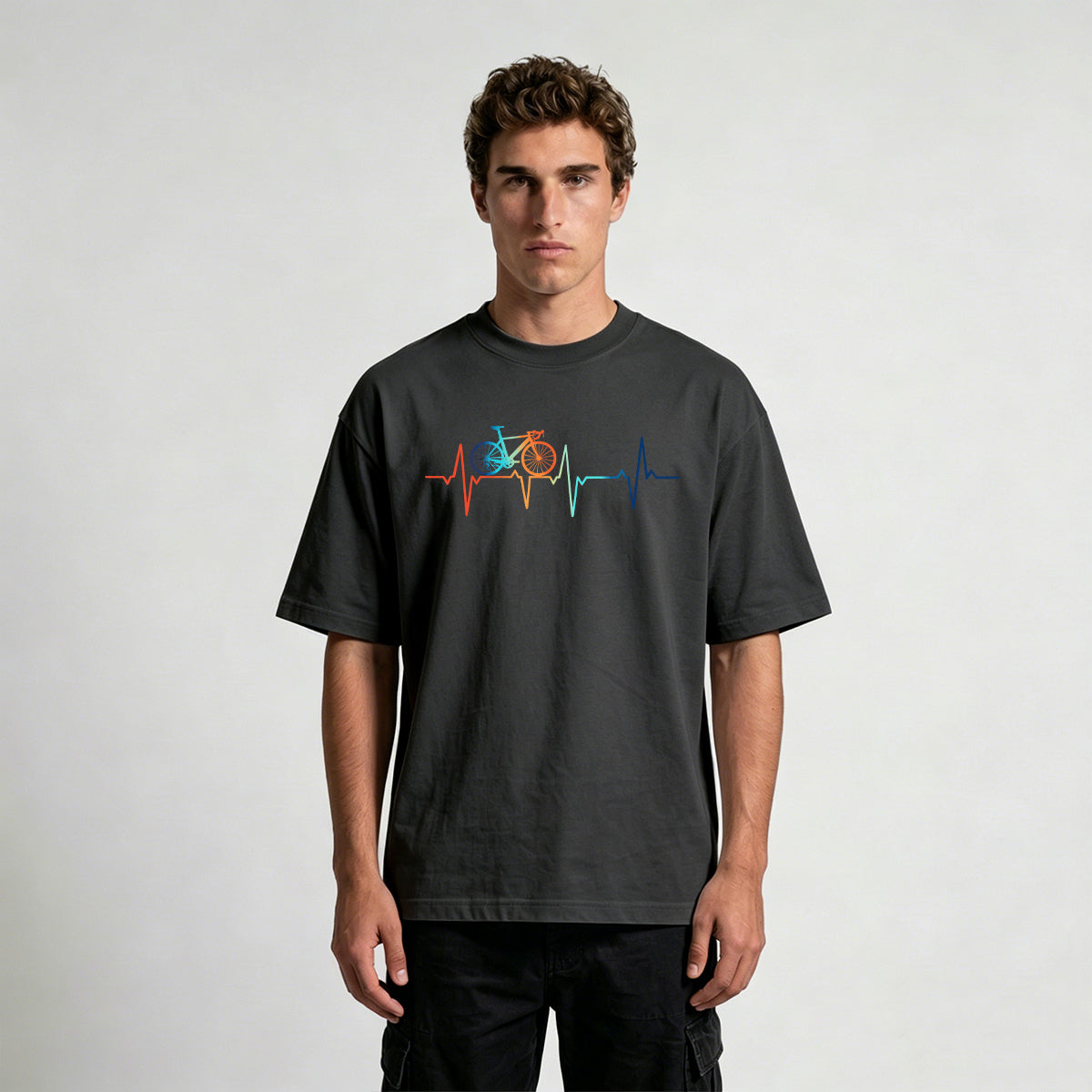 Bicycle Color Print Natural Soft-touch Feel T-Shirt