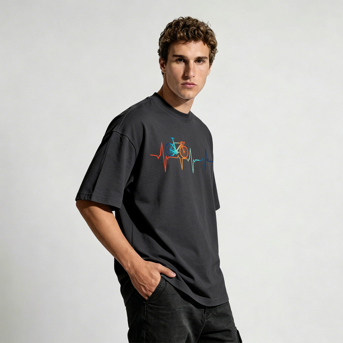Bicycle Color Print Natural Soft-touch Feel T-Shirt
