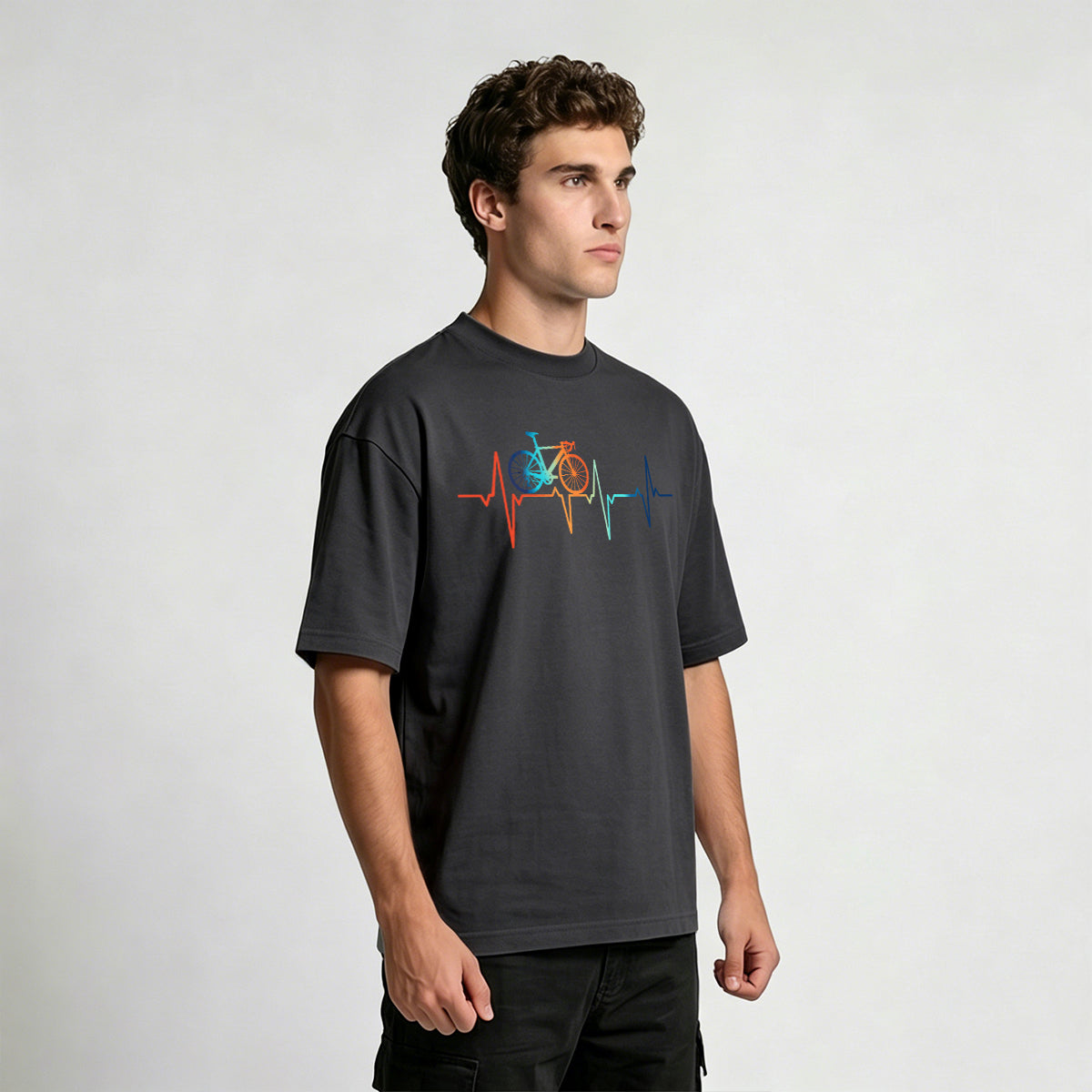 Bicycle Color Print Natural Soft-touch Feel T-Shirt