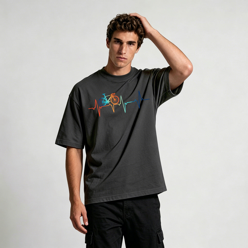 Bicycle Color Print Natural Soft-touch Feel T-Shirt