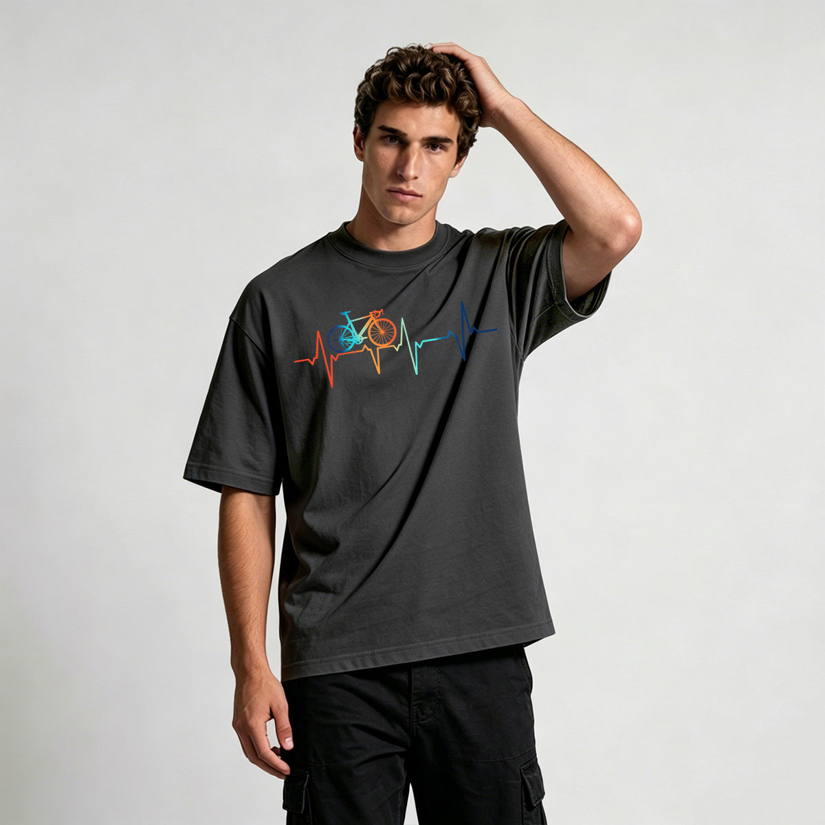 Bicycle Color Print Natural Soft-touch Feel T-Shirt