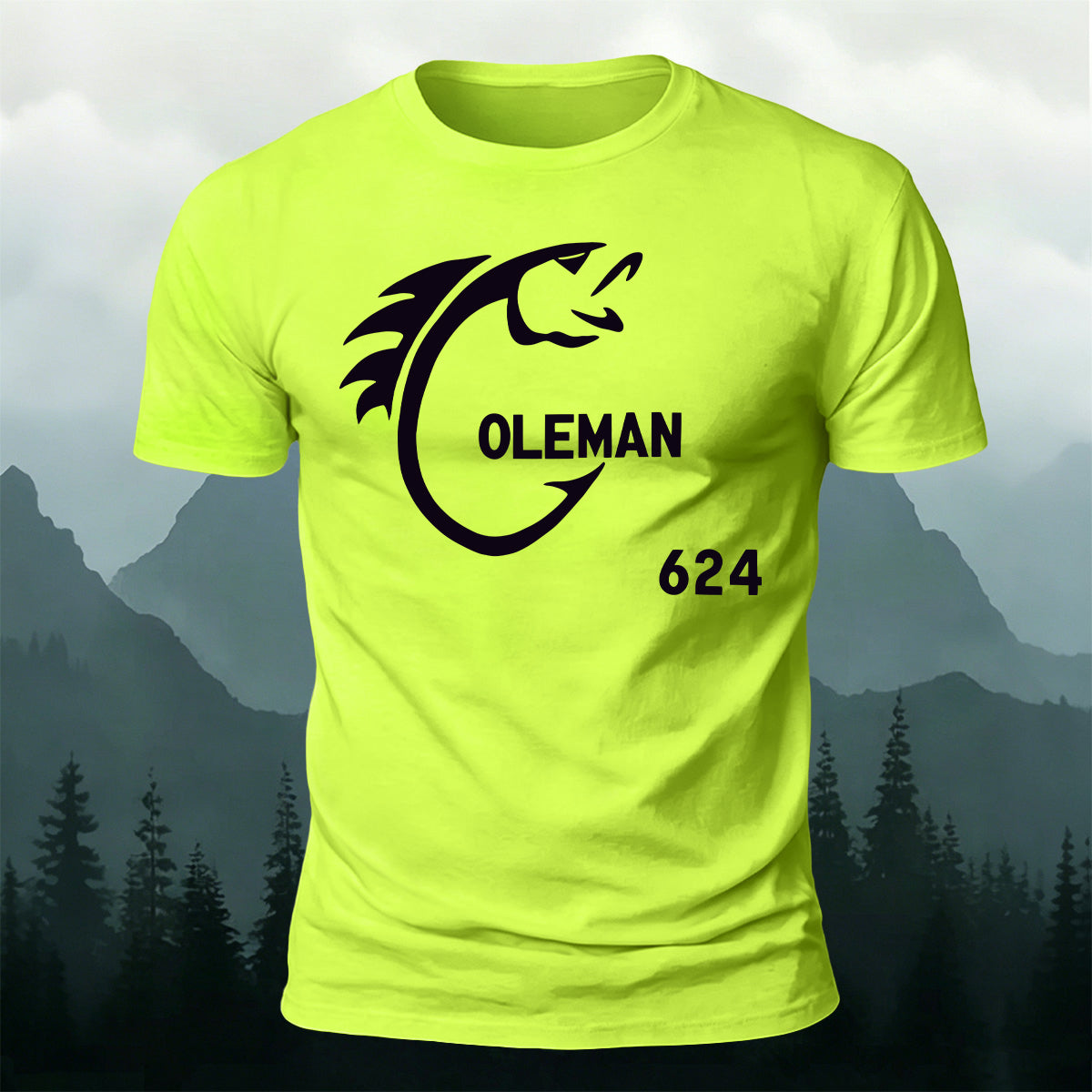 Creative Fishing Hook Print Casual Cotton T-Shirt