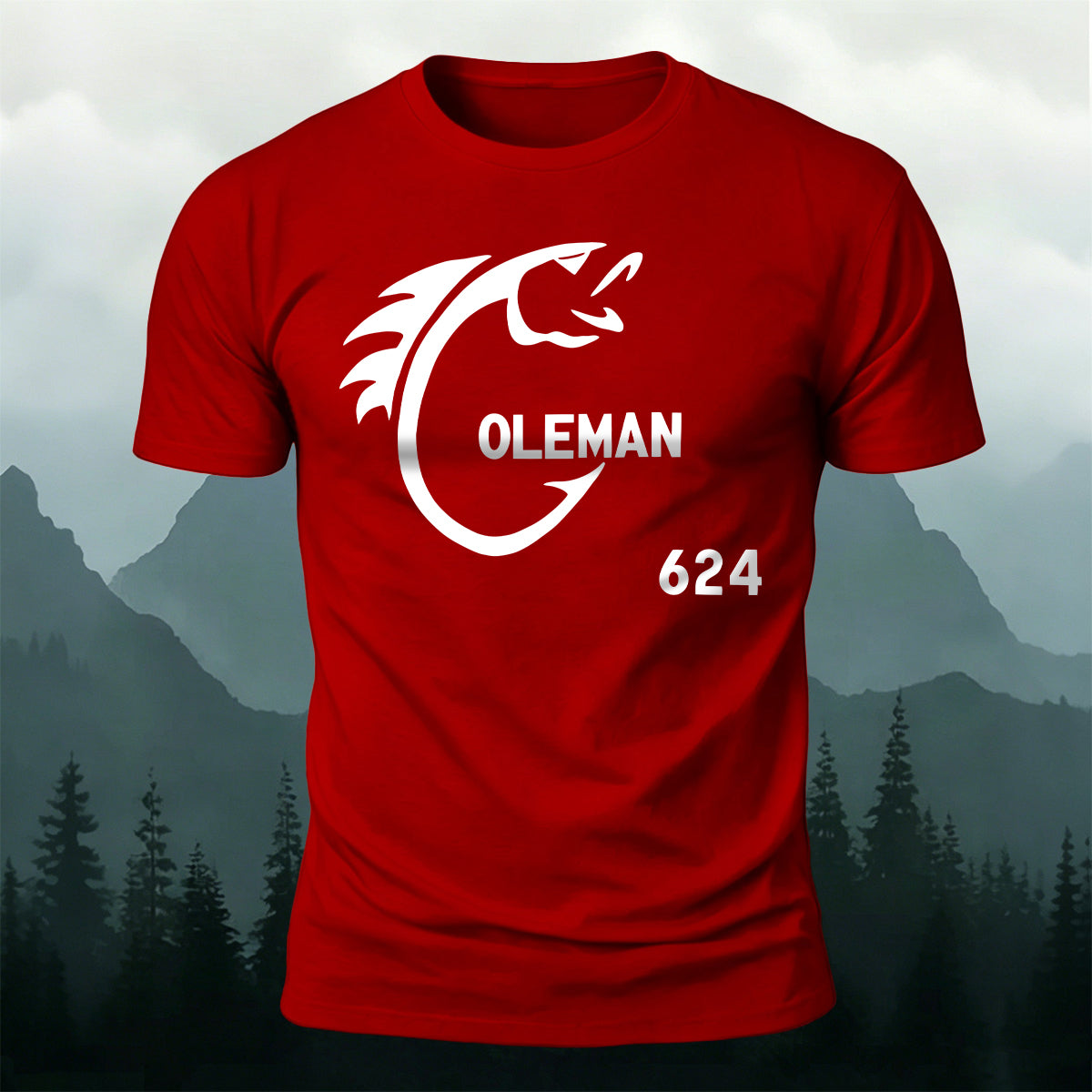 Creative Fishing Hook Print Casual Cotton T-Shirt