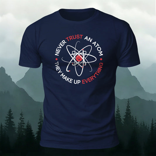 Cotton Funny Atom Science STEM Print Casual Tee