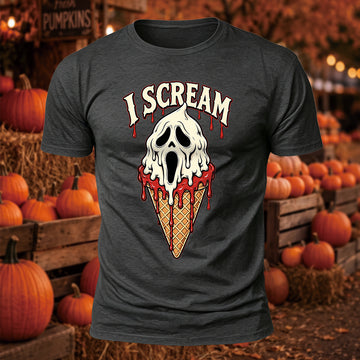 Halloween I Scream Printed Short Sleeve T-Shirt