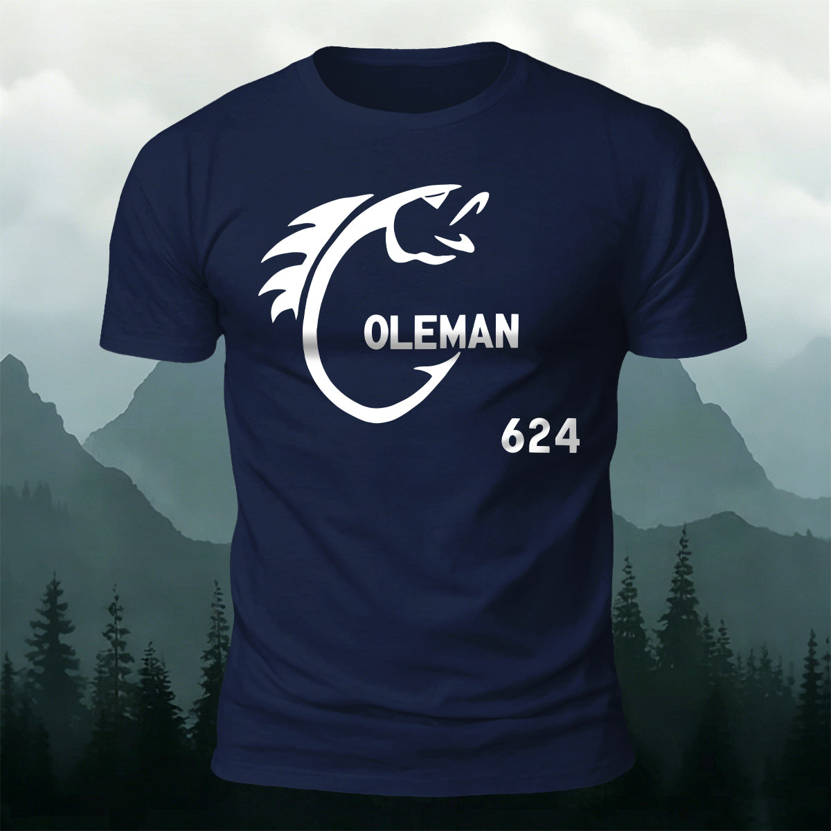Creative Fishing Hook Print Casual Cotton T-Shirt