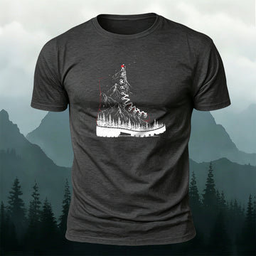 Soft Cotton Artistic Hiking Boots Illustration T-Shirt