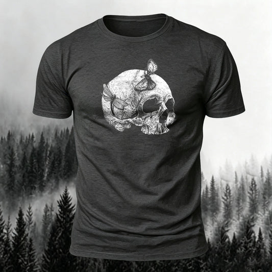 Soft Cotton Skull Silhouette Print Crew Neck T-Shirt