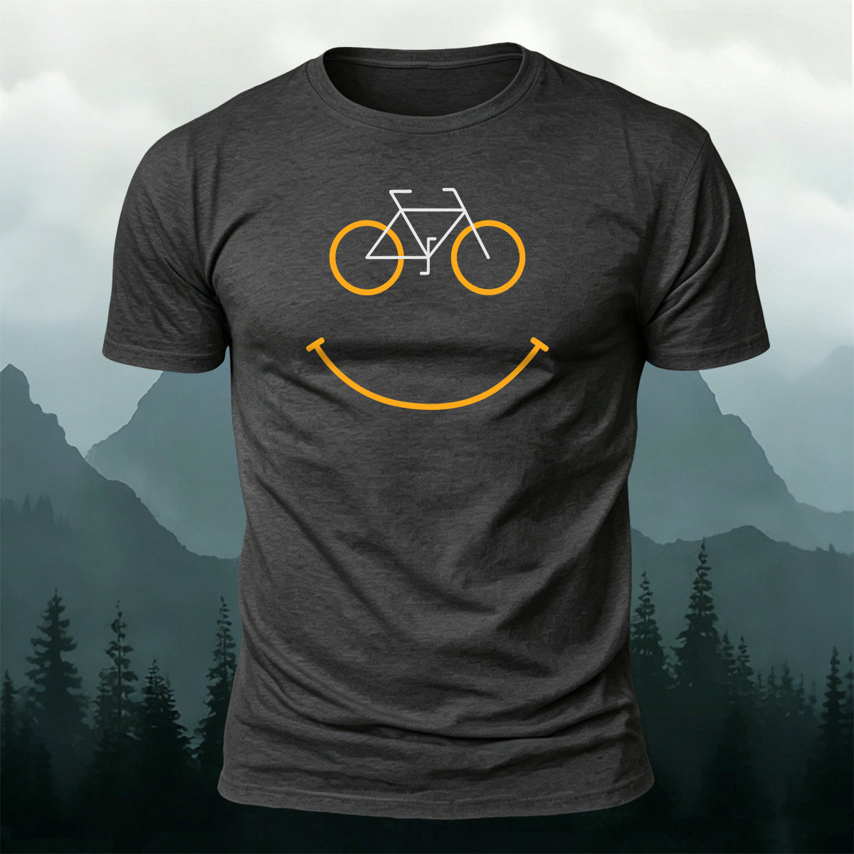 Creative Bicycle Smiley Face Outdoor Casual Cotton Tee