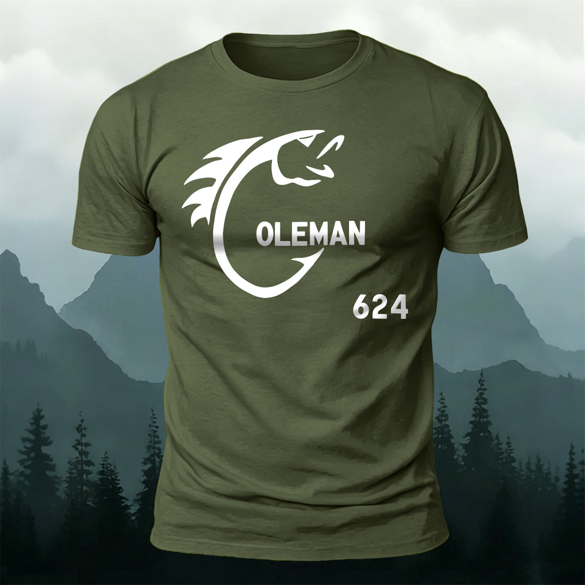 Creative Fishing Hook Print Casual Cotton T-Shirt
