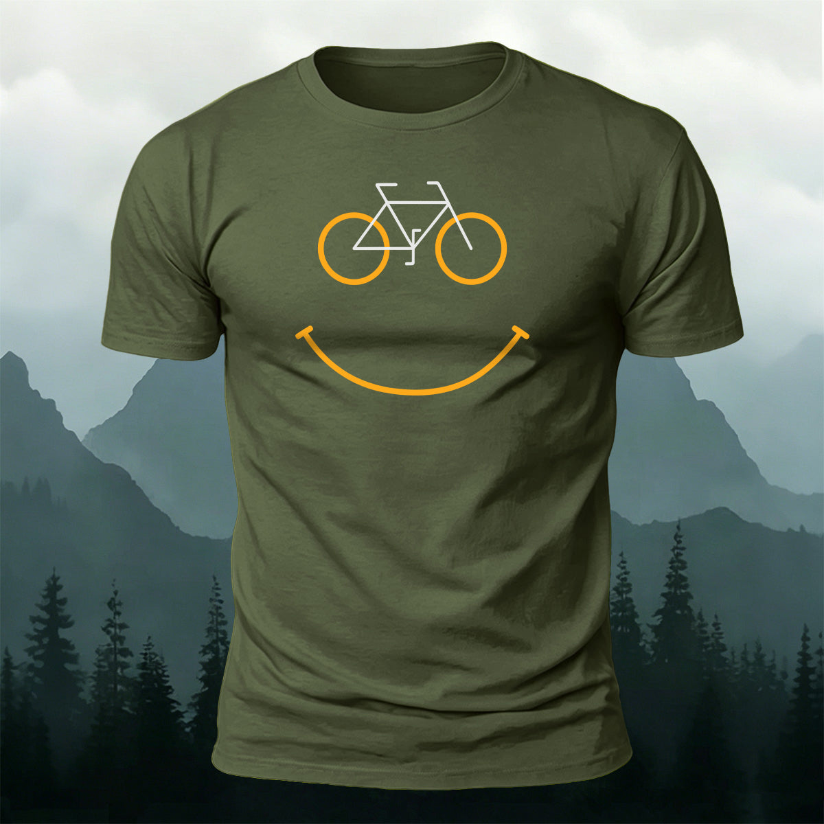 Creative Bicycle Smiley Face Outdoor Casual Cotton Tee