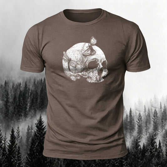 Soft Cotton Skull Silhouette Print Crew Neck T-Shirt