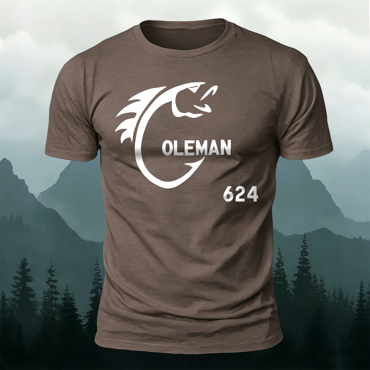 Creative Fishing Hook Print Casual Cotton T-Shirt