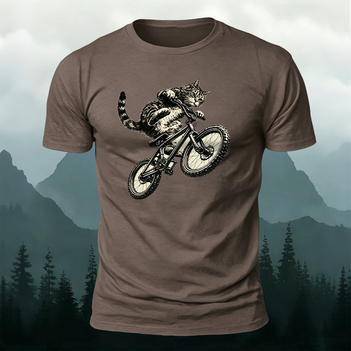 Fun Cat Cycling Casual 100% Cotton T-Shirt