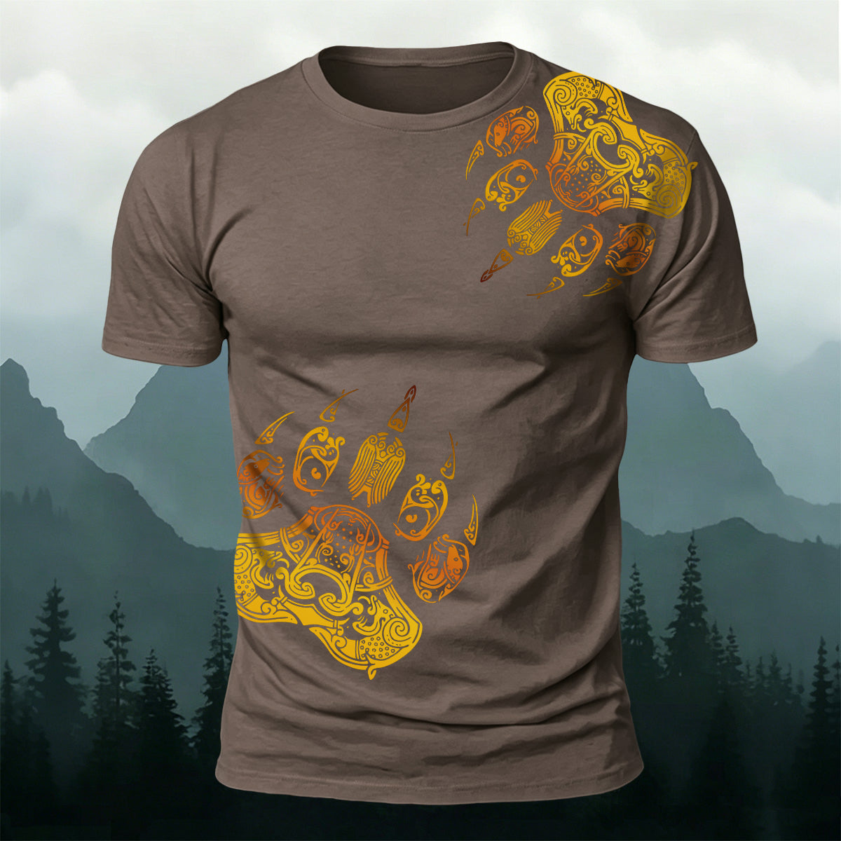 Viking Totem Claw Print Fashion Casual T-Shirt